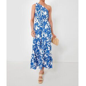 TUCKERNUCK Hyacinth House Blue Floral One Shoulder Sybil Maxi Dress Cotton NWT